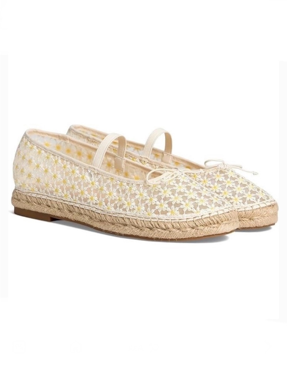 MADDEN GIRL Daisies Floral White Yellow Lace 
Slip On Flats Espadrilles Sz 8